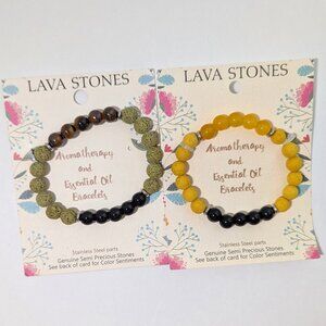 LAVA STONE Aroma Therapy/Essential Oil w/ Semi Precious Stones! 2 for 1!